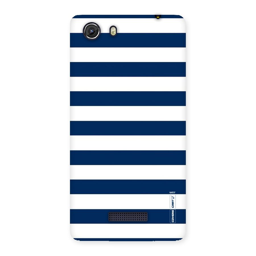 Classic Blue White Stripes Back Case for Micromax Unite 3