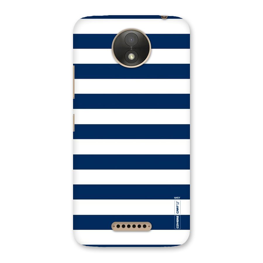 Classic Blue White Stripes Back Case for Moto C Plus
