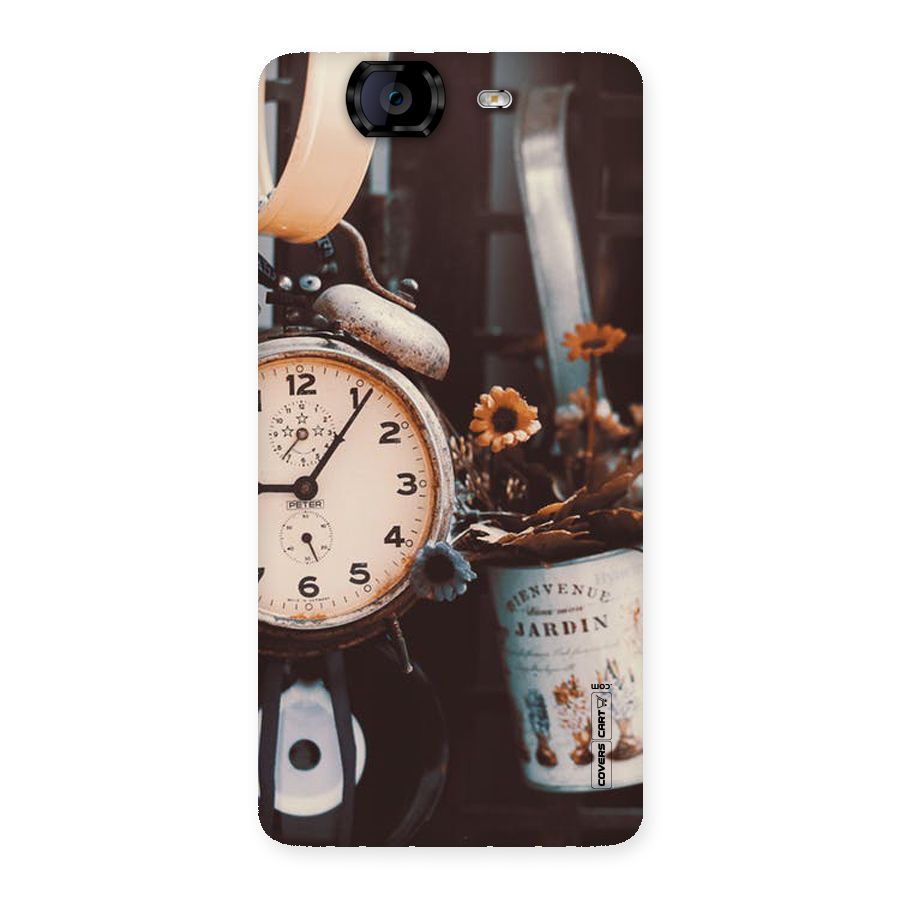 Clock And Flowers Back Case for Canvas Knight A350