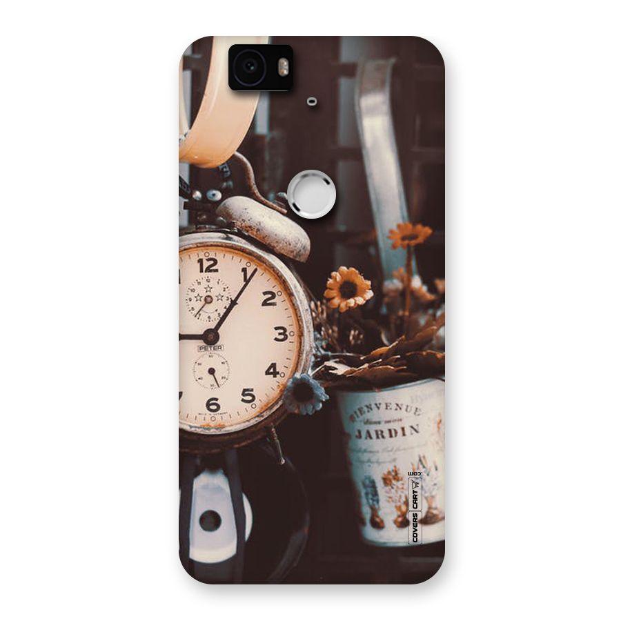 Clock And Flowers Back Case for Google Nexus-6P