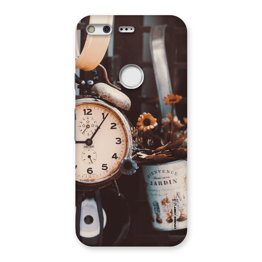 Clock And Flowers Back Case for Google Pixel