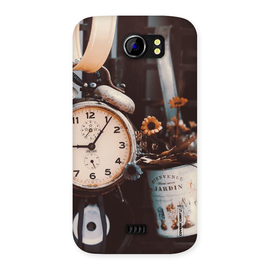 Clock And Flowers Back Case for Micromax Canvas 2 A110