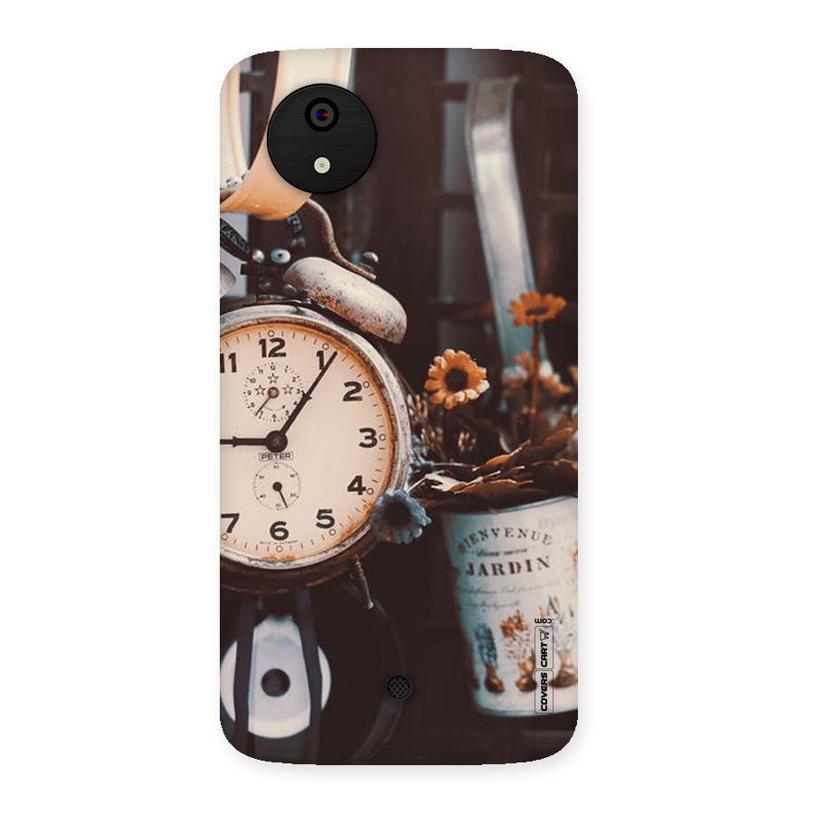 Clock And Flowers Back Case for Micromax Canvas A1