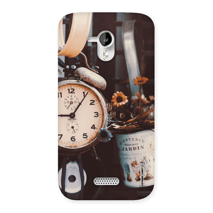 Clock And Flowers Back Case for Micromax Canvas HD A116