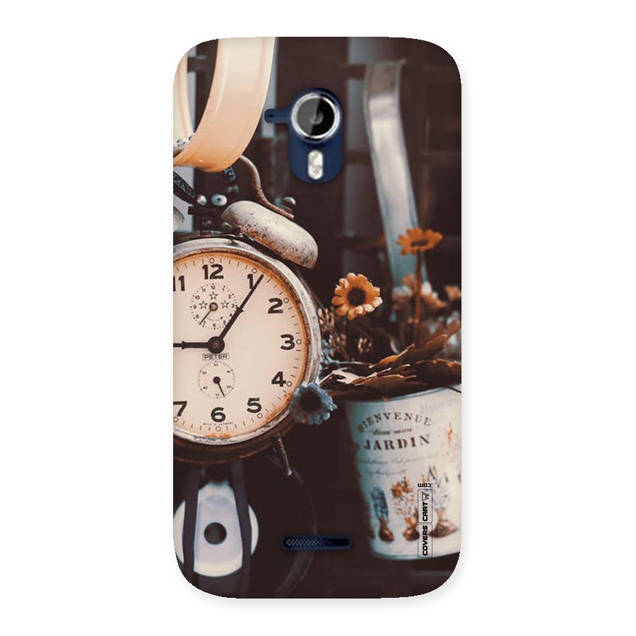 Clock And Flowers Back Case for Micromax Canvas Magnus A117