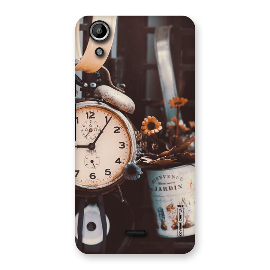 Clock And Flowers Back Case for Micromax Canvas Selfie Lens Q345