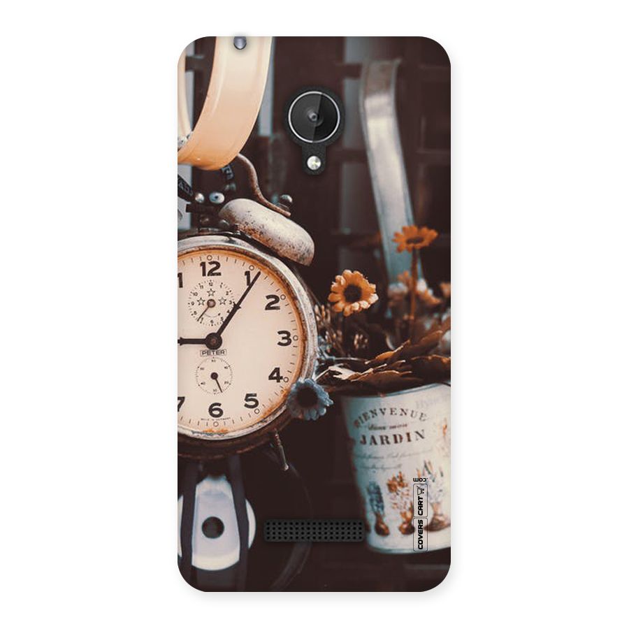Clock And Flowers Back Case for Micromax Canvas Spark Q380