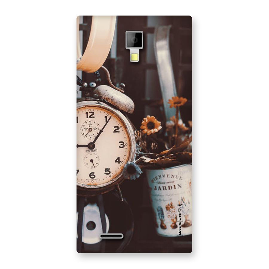 Clock And Flowers Back Case for Micromax Canvas Xpress A99