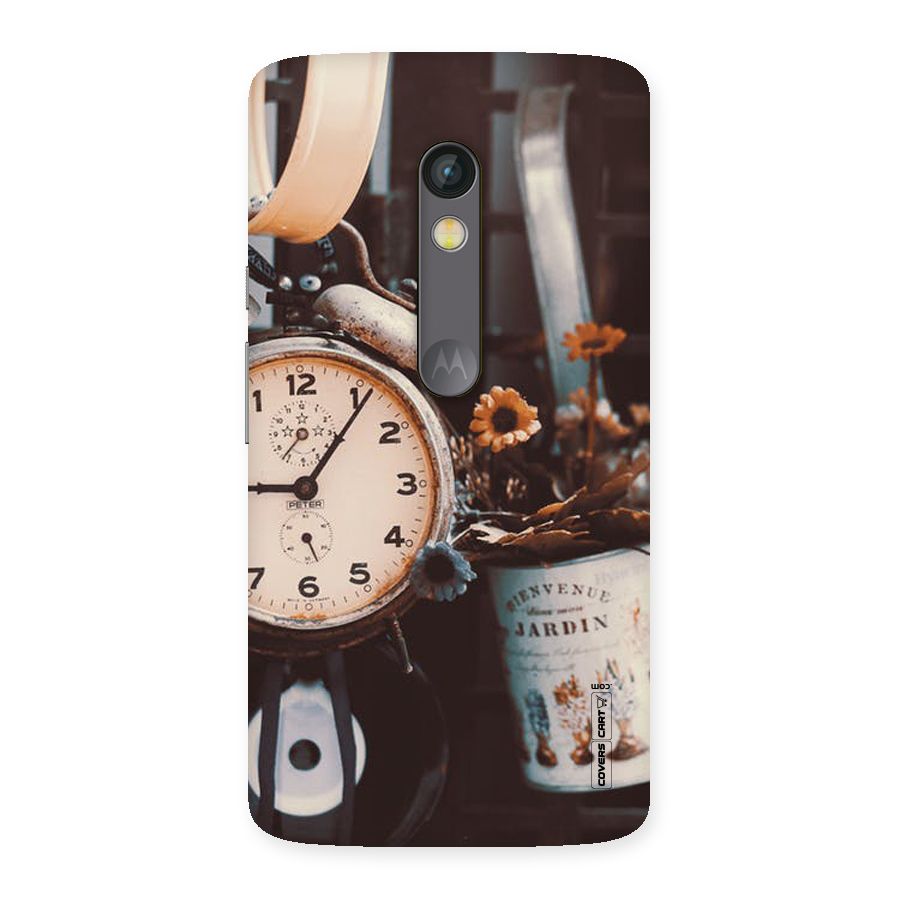 Clock And Flowers Back Case for Moto X Play