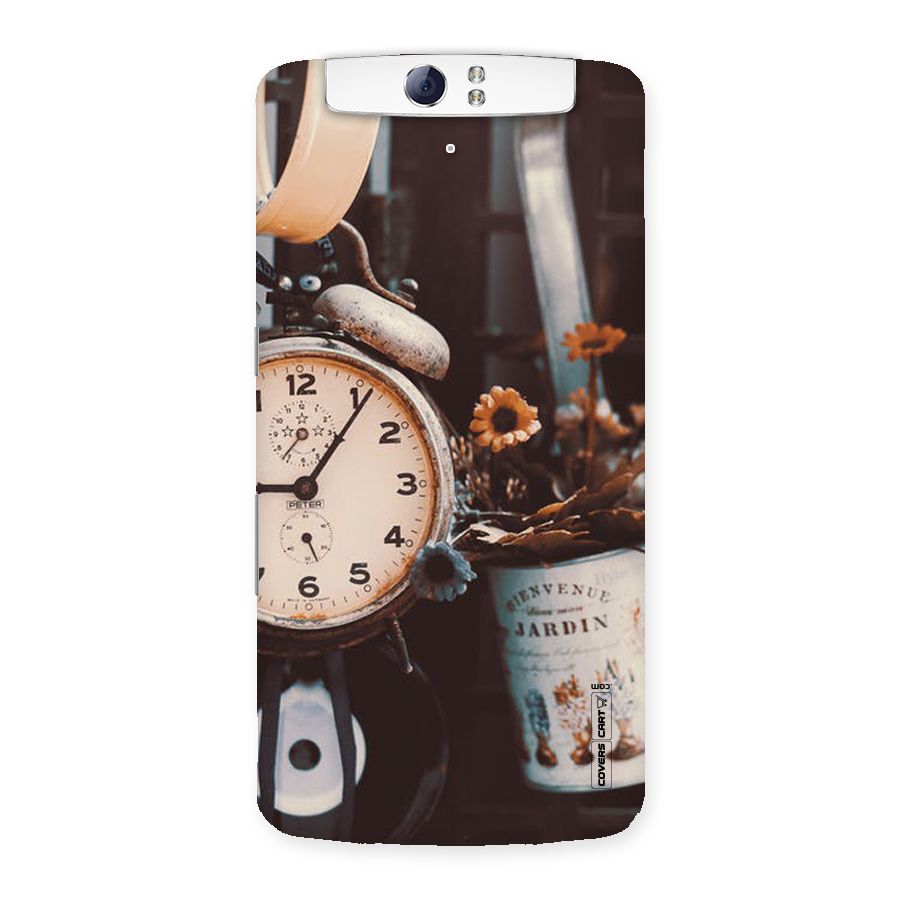Clock And Flowers Back Case for Oppo N1