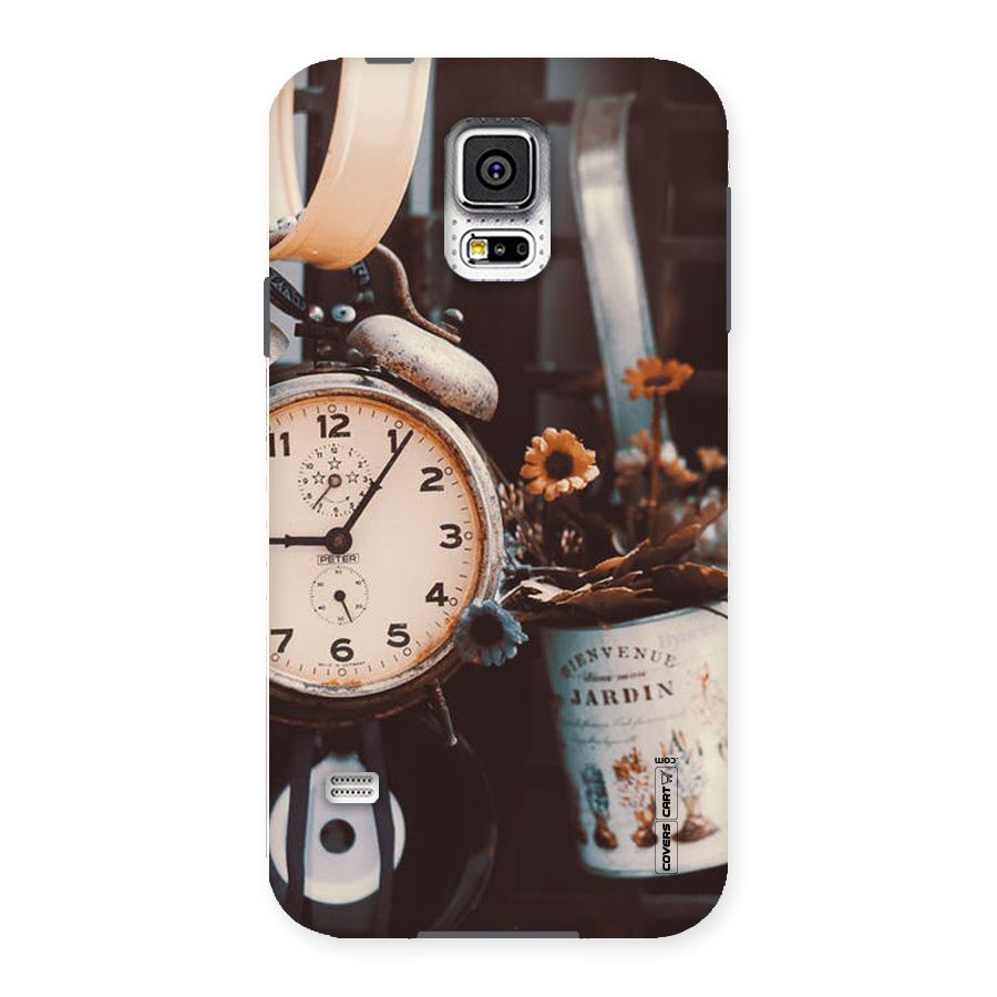 Clock And Flowers Back Case for Samsung Galaxy S5