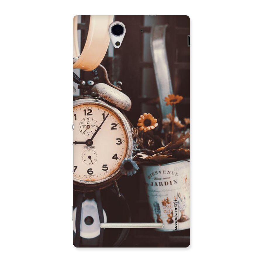 Clock And Flowers Back Case for Sony Xperia C3