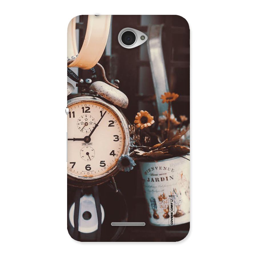 Clock And Flowers Back Case for Sony Xperia E4