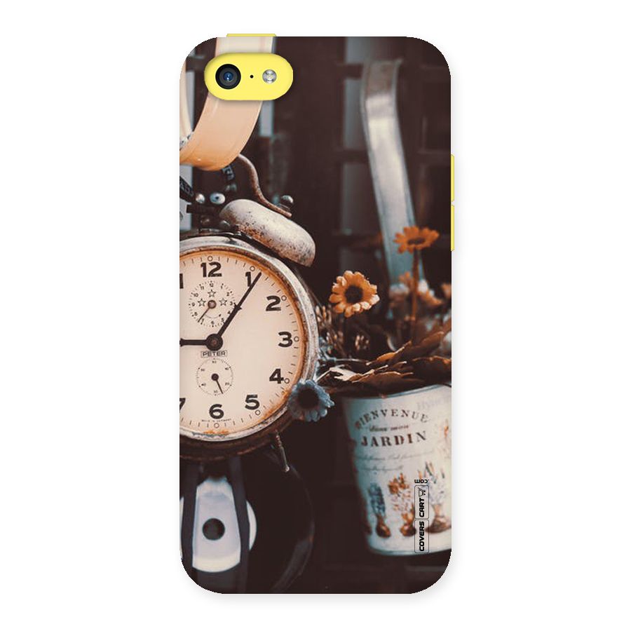Clock And Flowers Back Case for iPhone 5C