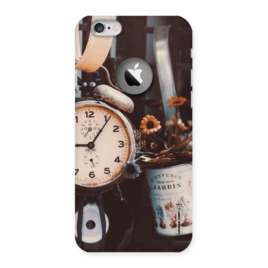 Clock And Flowers Back Case for iPhone 6 Logo Cut