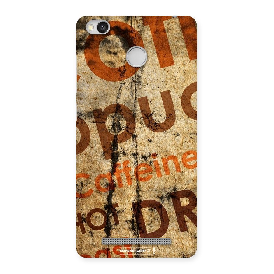 Coffee Caffeine Back Case for Redmi 3S Prime