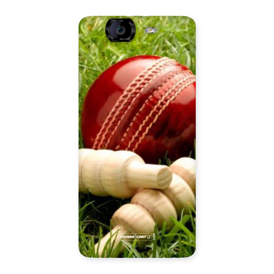 Cricket Ball and Stumps Back Case for Canvas Knight A350