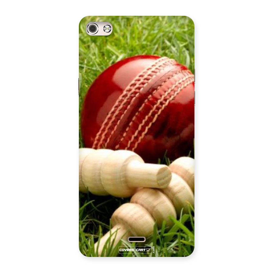Cricket Ball and Stumps Back Case for Micromax Canvas Silver 5