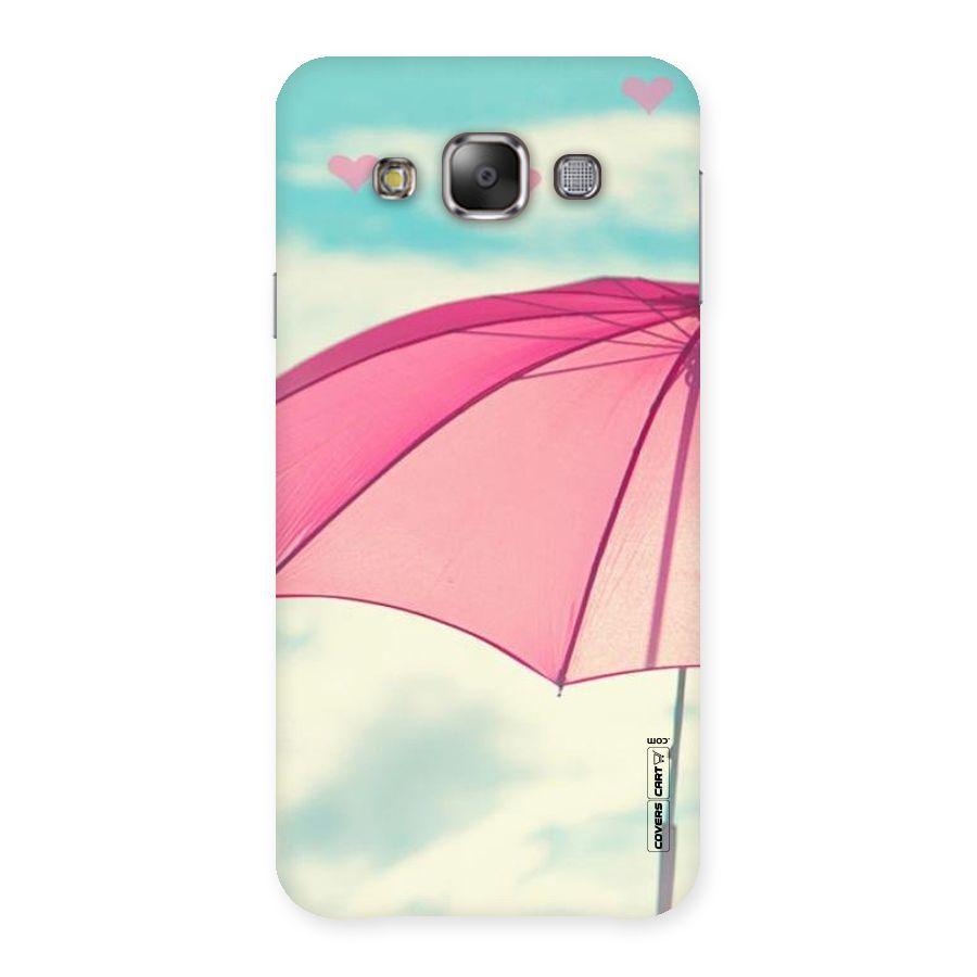 Cute Pink Umbrella Back Case for Galaxy E7