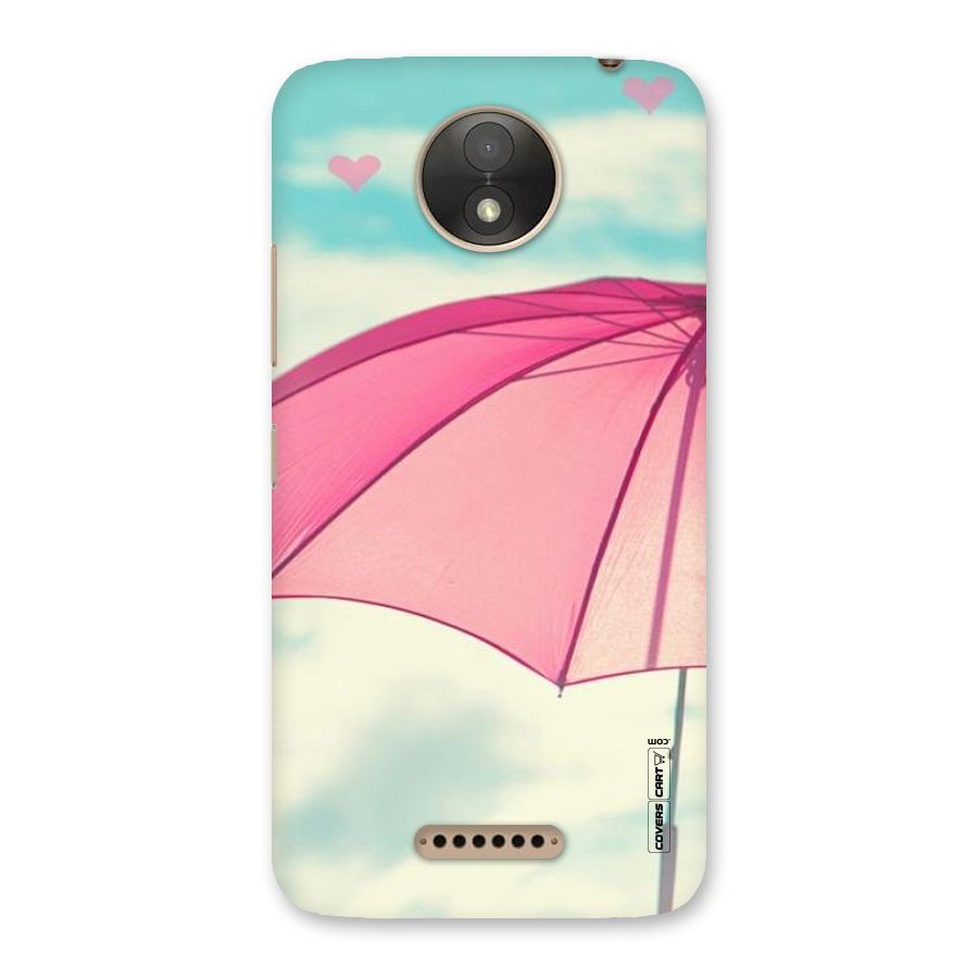 Cute Pink Umbrella Back Case for Moto C Plus