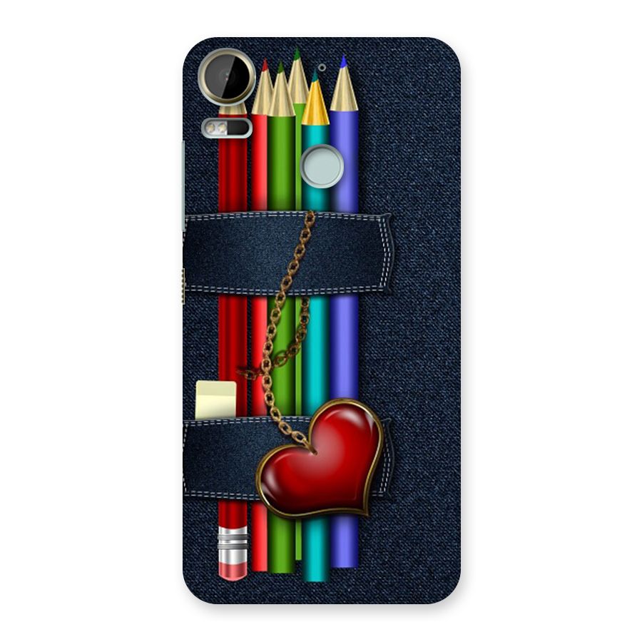 Denim Colorful Pencils Back Case for Desire 10 Pro