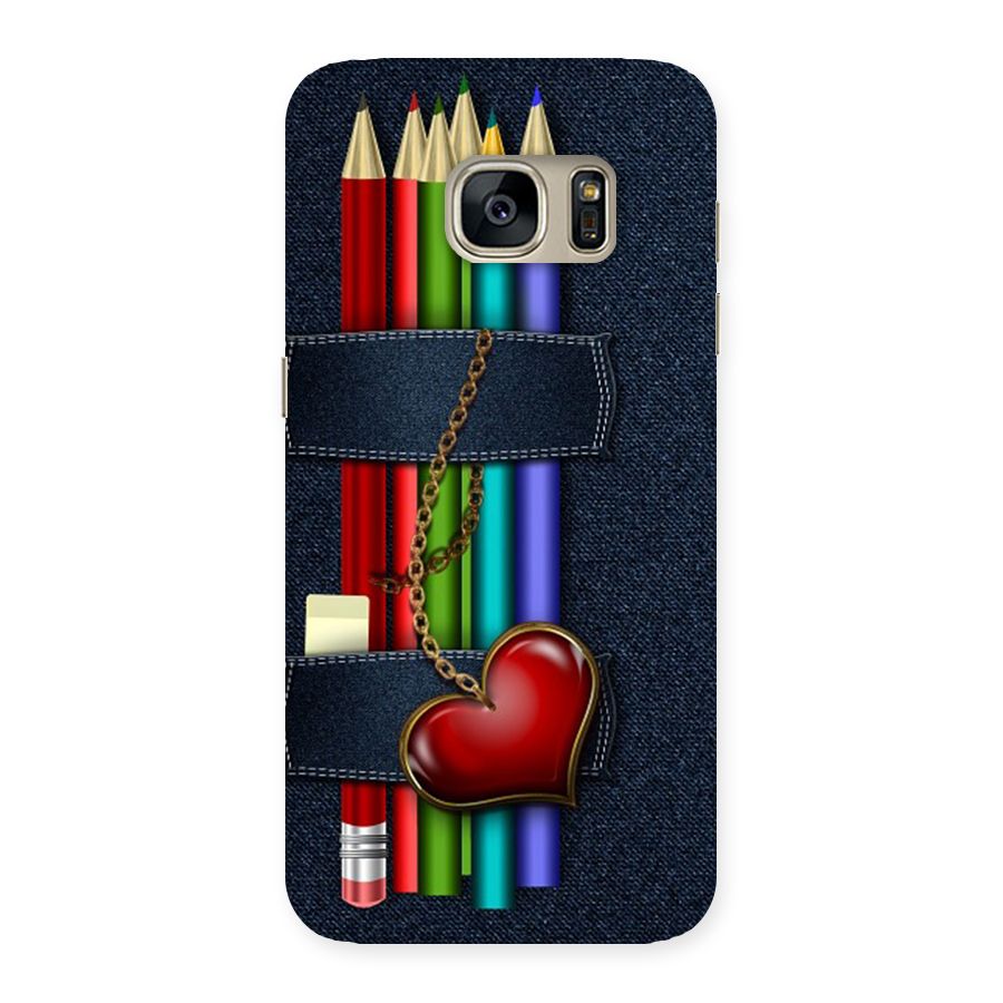 Denim Colorful Pencils Back Case for Galaxy S7