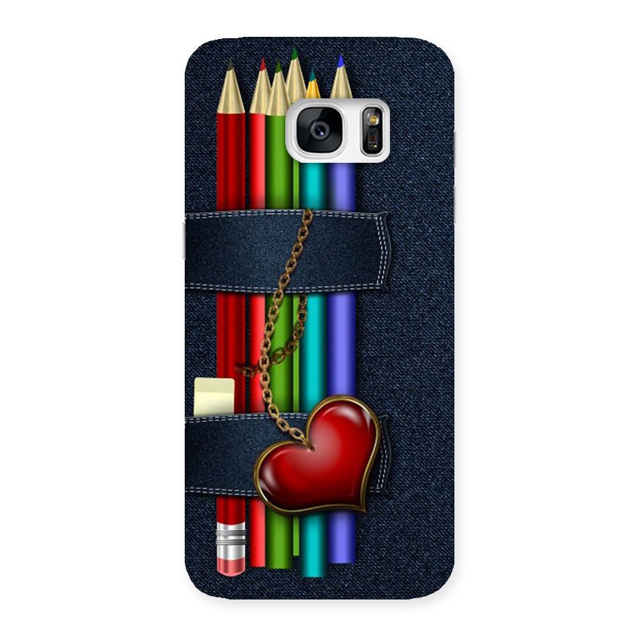 Denim Colorful Pencils Back Case for Galaxy S7 Edge