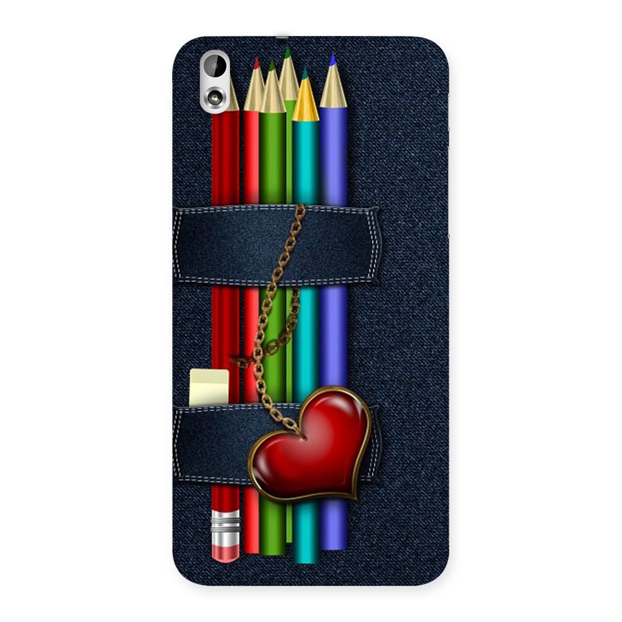 Denim Colorful Pencils Back Case for HTC Desire 816g