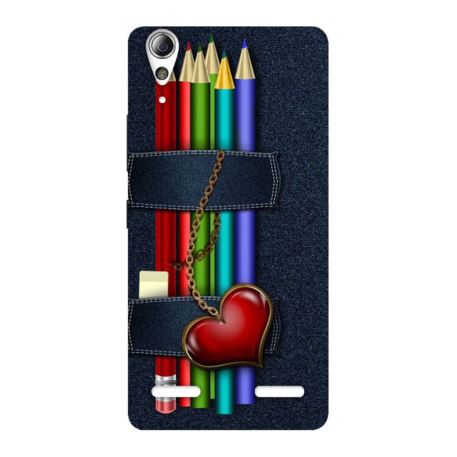 Denim Colorful Pencils Back Case for Lenovo A6000