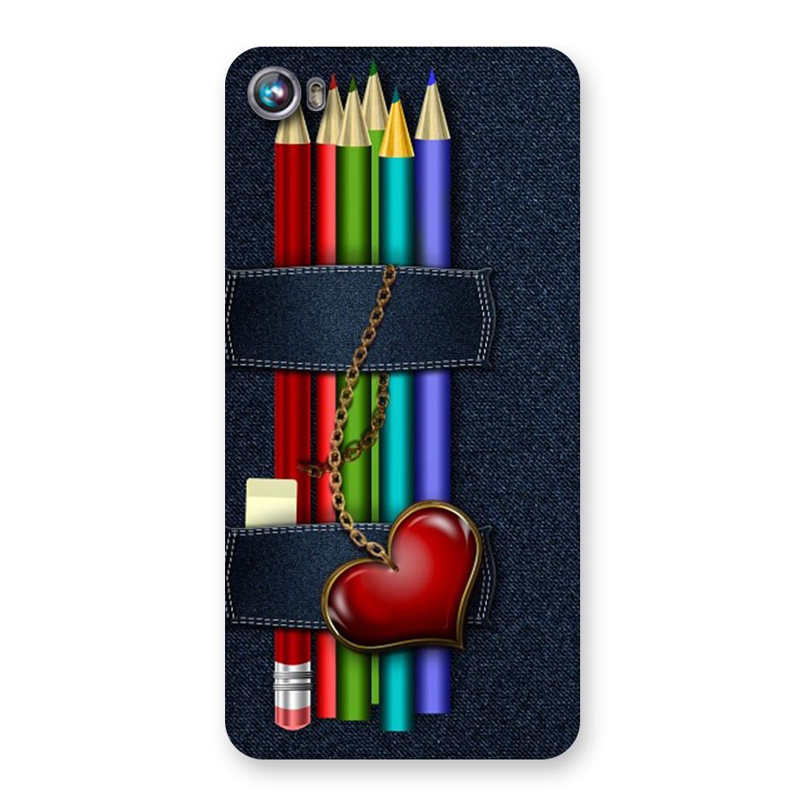 Denim Colorful Pencils Back Case for Micromax Canvas Fire 4 A107