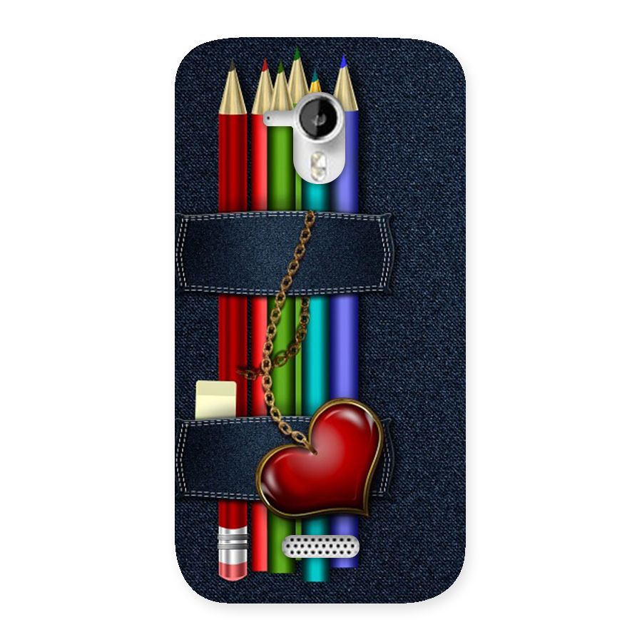 Denim Colorful Pencils Back Case for Micromax Canvas HD A116