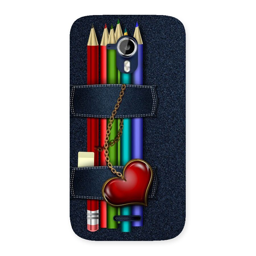 Denim Colorful Pencils Back Case for Micromax Canvas Magnus A117