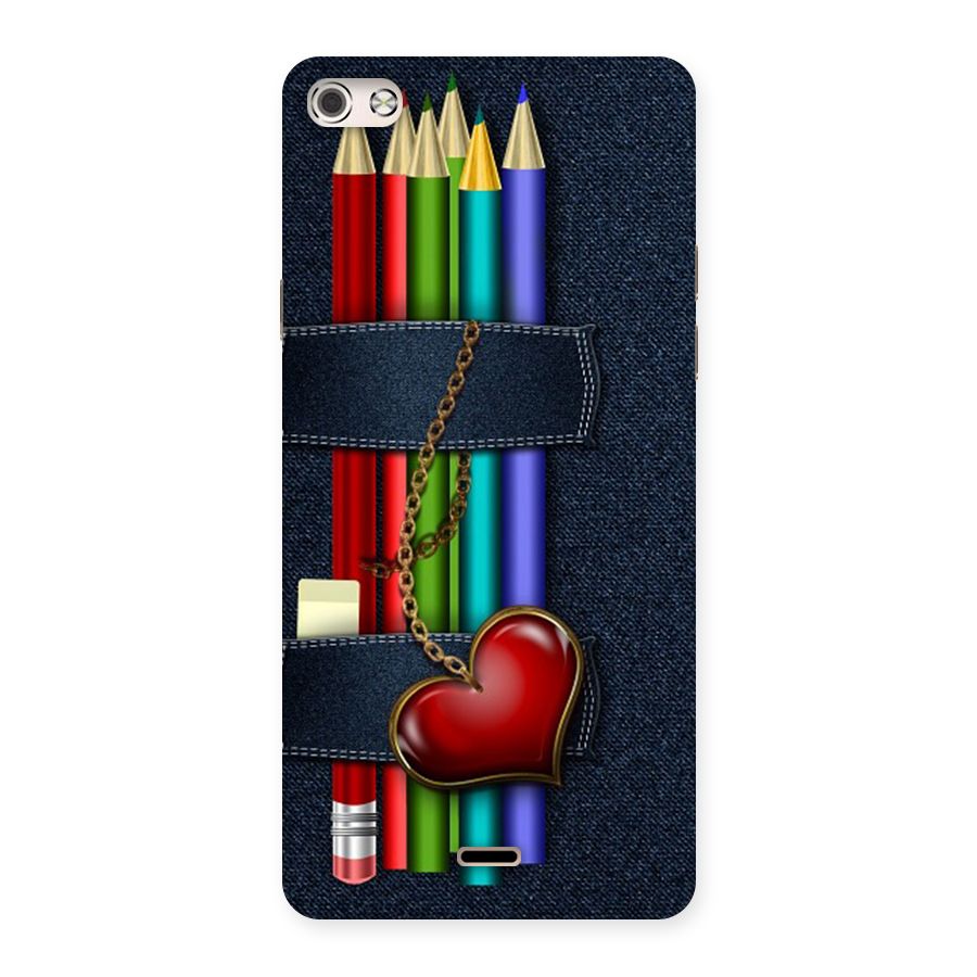 Denim Colorful Pencils Back Case for Micromax Canvas Silver 5