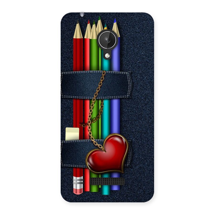 Denim Colorful Pencils Back Case for Micromax Canvas Spark Q380