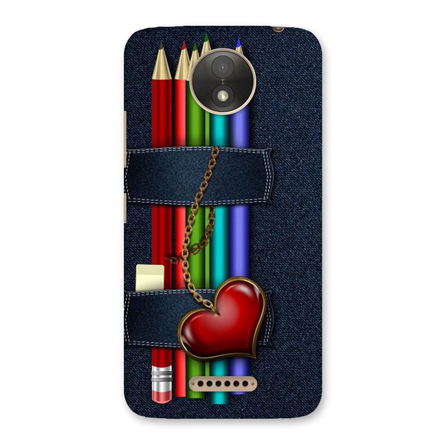 Denim Colorful Pencils Back Case for Moto C Plus