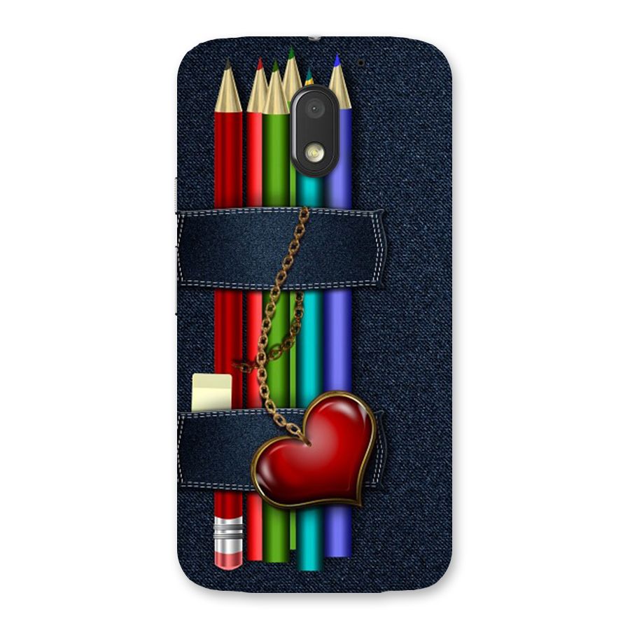 Denim Colorful Pencils Back Case for Moto E3 Power