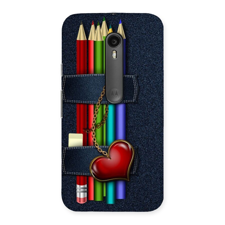 Denim Colorful Pencils Back Case for Moto G3