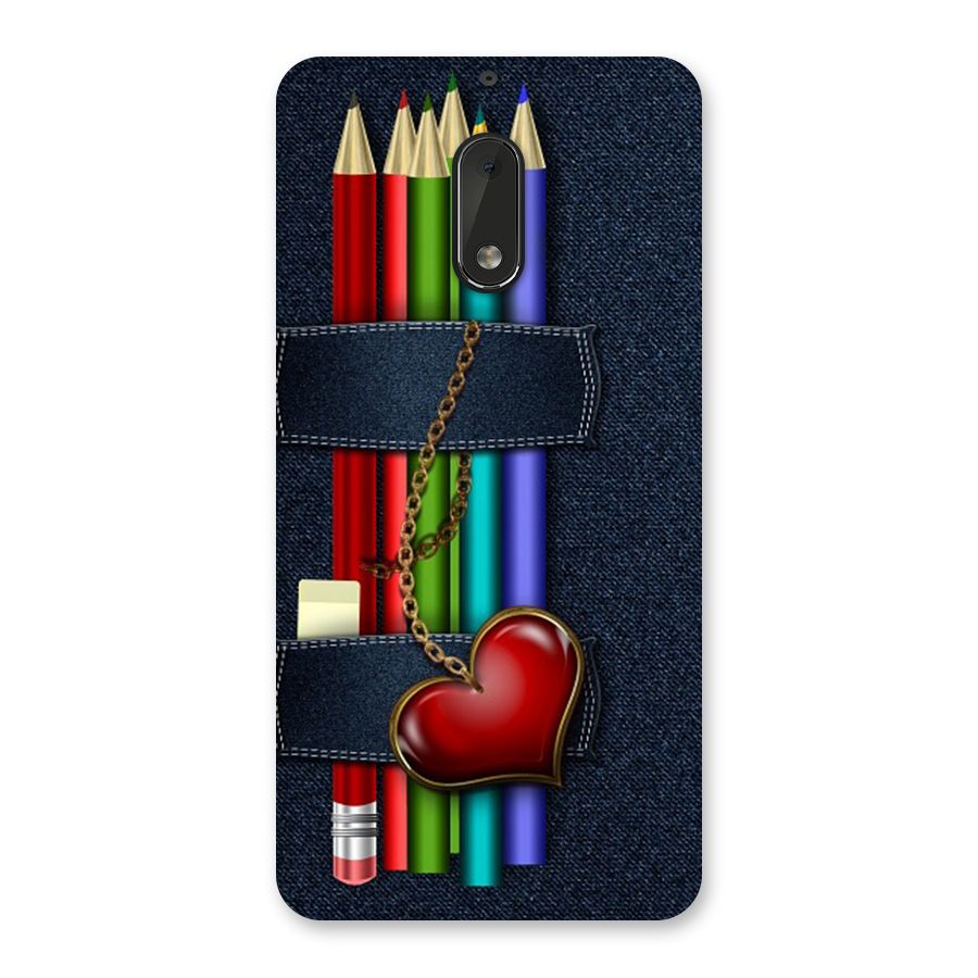 Denim Colorful Pencils Back Case for Nokia 6