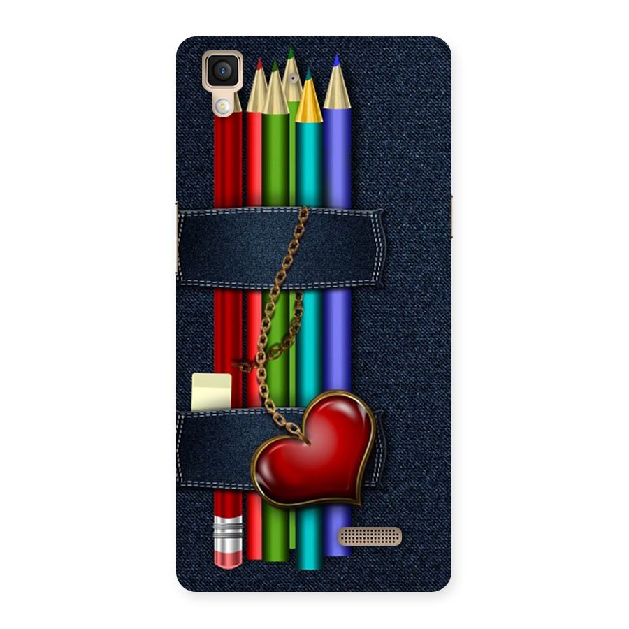 Denim Colorful Pencils Back Case for Oppo R7