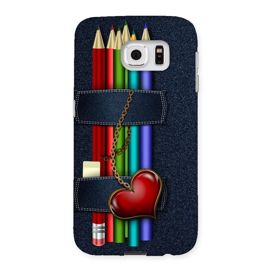 Denim Colorful Pencils Back Case for Samsung Galaxy S6