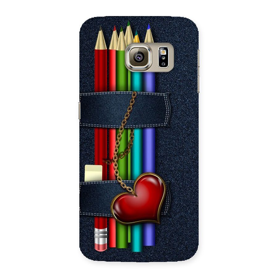 Denim Colorful Pencils Back Case for Samsung Galaxy S6 Edge