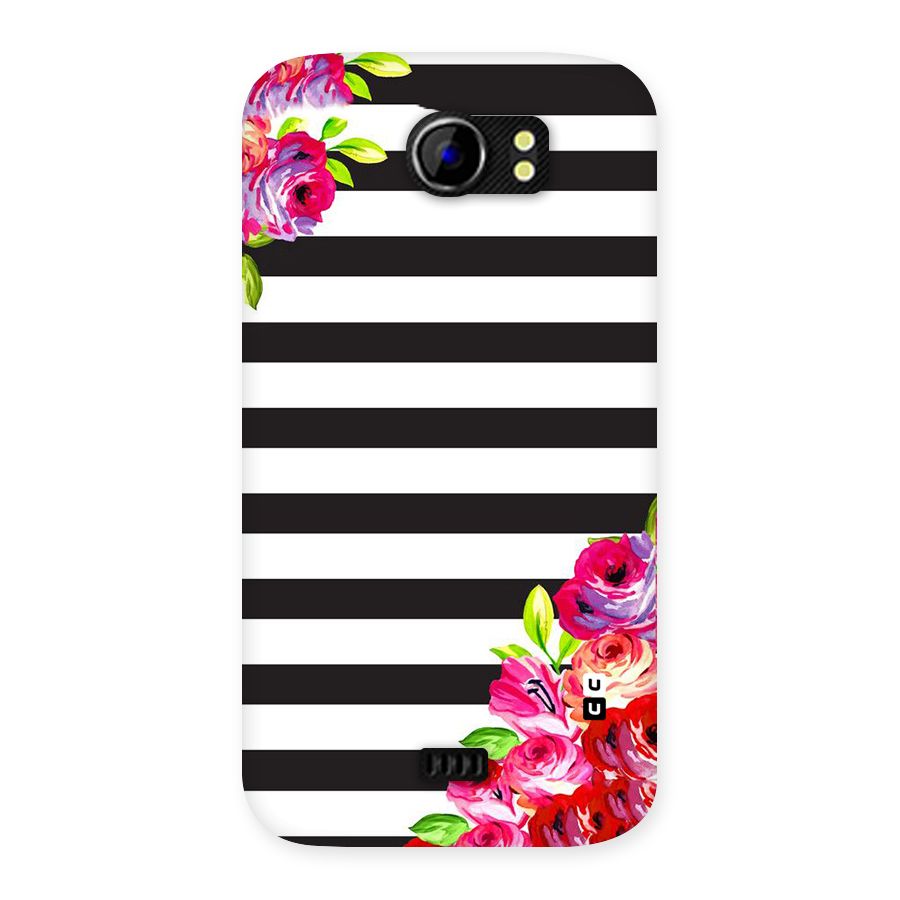 Floral Stripes Back Case for Micromax Canvas 2 A110