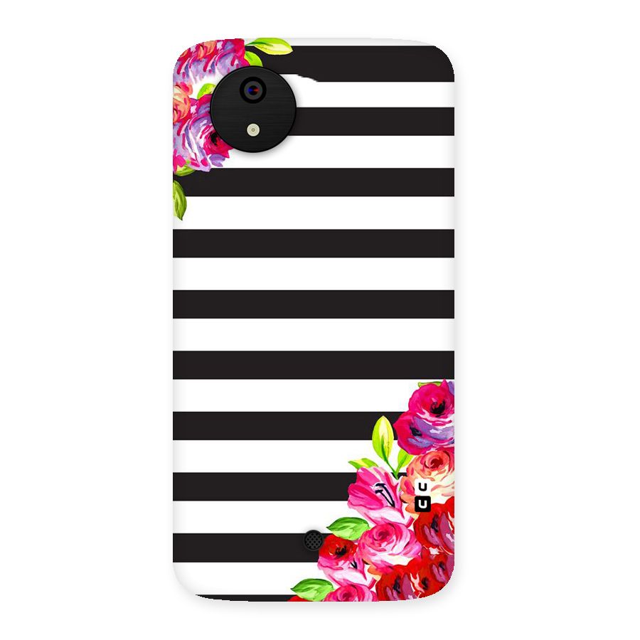 Floral Stripes Back Case for Micromax Canvas A1