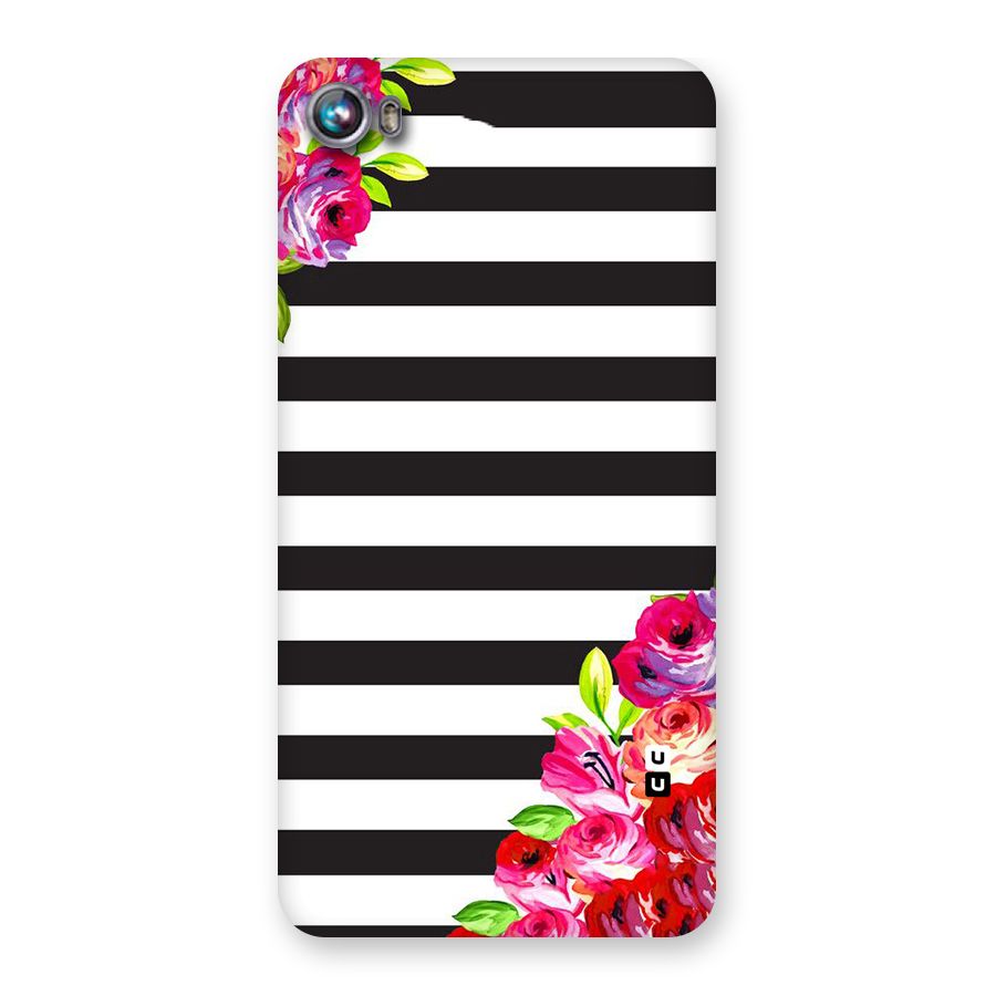 Floral Stripes Back Case for Micromax Canvas Fire 4 A107