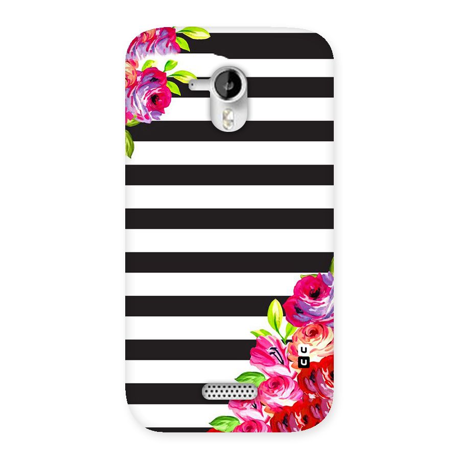 Floral Stripes Back Case for Micromax Canvas HD A116
