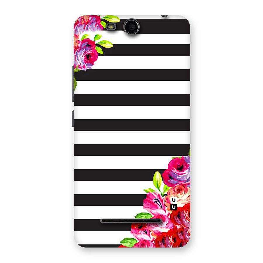 Floral Stripes Back Case for Micromax Canvas Juice 3 Q392