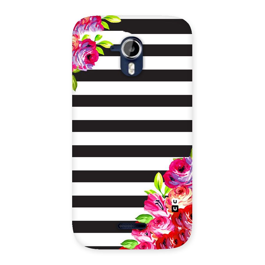 Floral Stripes Back Case for Micromax Canvas Magnus A117