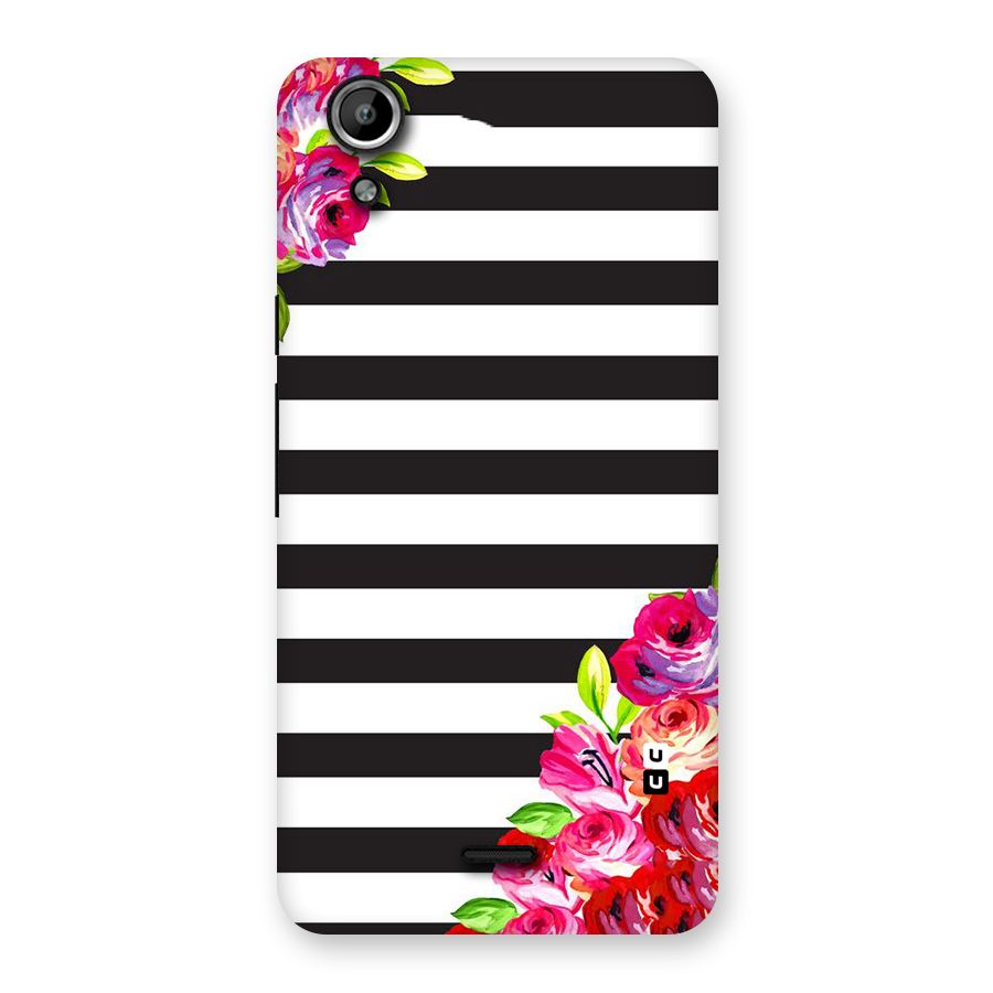 Floral Stripes Back Case for Micromax Canvas Selfie Lens Q345