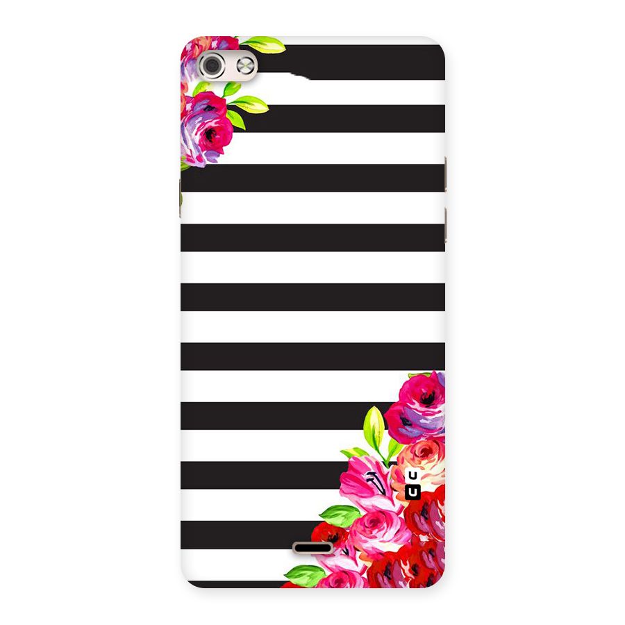 Floral Stripes Back Case for Micromax Canvas Silver 5