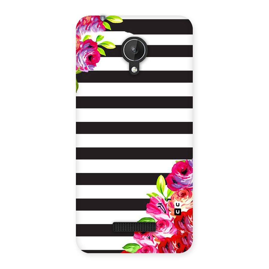 Floral Stripes Back Case for Micromax Canvas Spark Q380